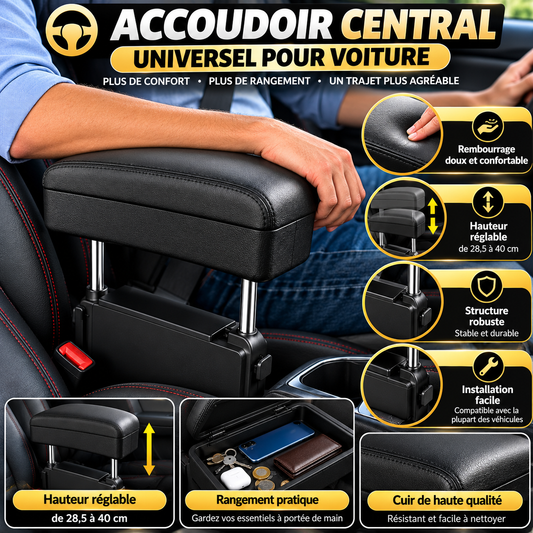 🚗 Accoudoir Central Universel pour Voiture – Plus de Confort & de Rangement !