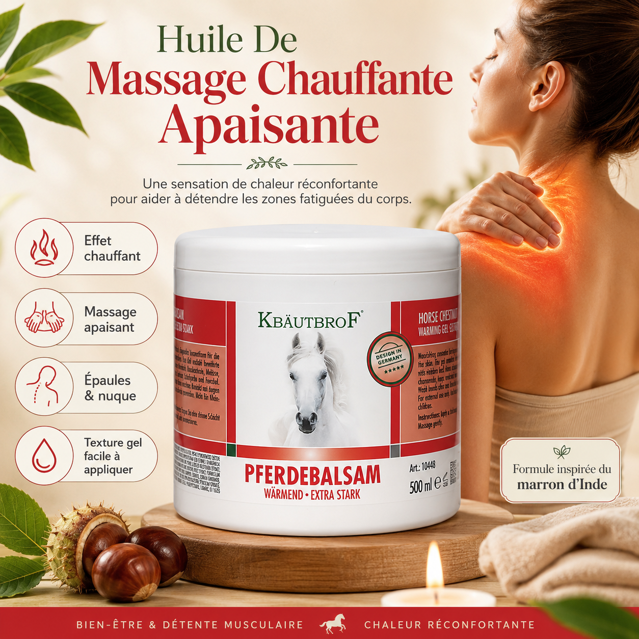 ThermoBalm™ Gel de Massage Chauffant Extra-Fort | Cou, Dos & Muscles Fatigués