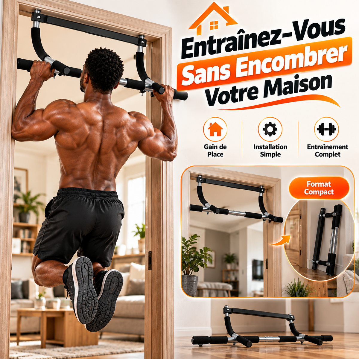 Barre de Traction Murale 12 Positions - Entraînement Multifonction Musculation à Domicile