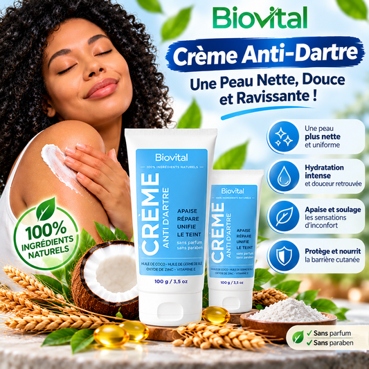 🌿 Biovital – Crème Anti-Dartre | Le Secret d'une Peau Nette, Douce et Ravissante !