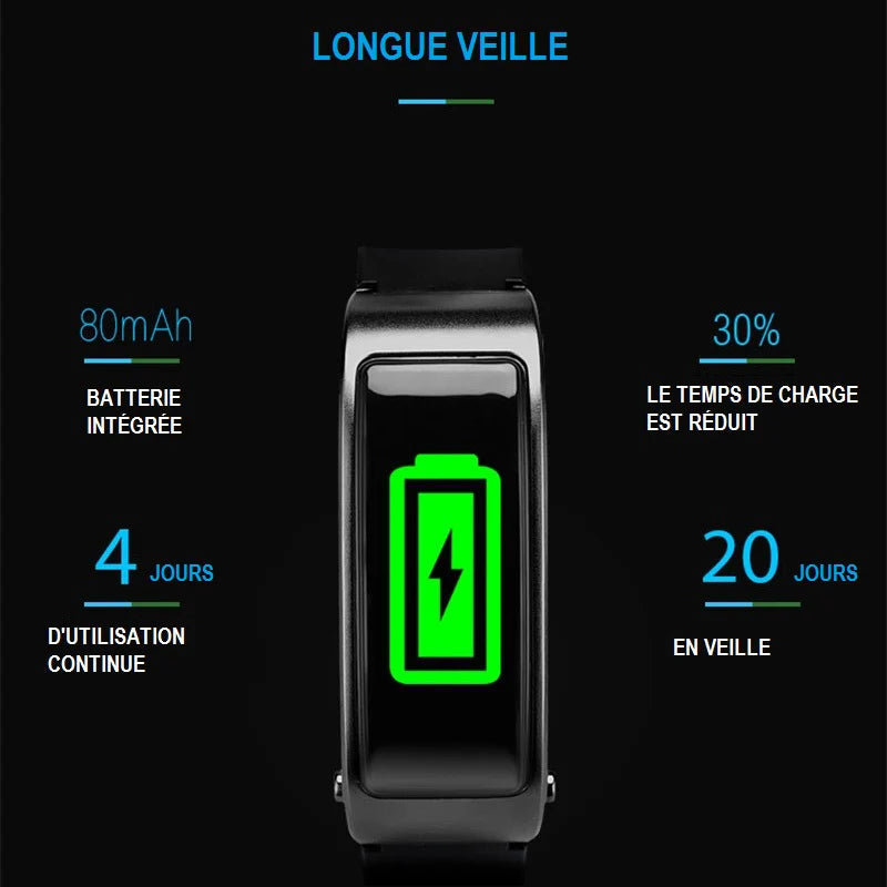 Bracelet intelligent 2 en 1 avec écouteurs Bluetooth