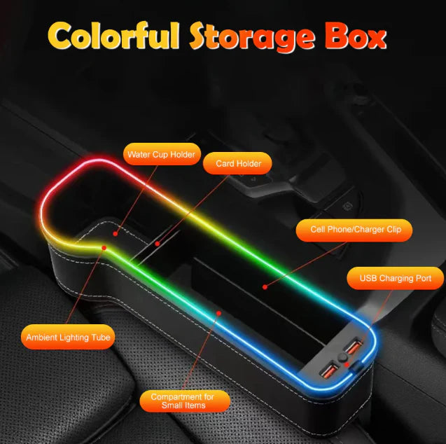 Pack de 2 Boîte de Rangement pour Voiture avec Double Port USB