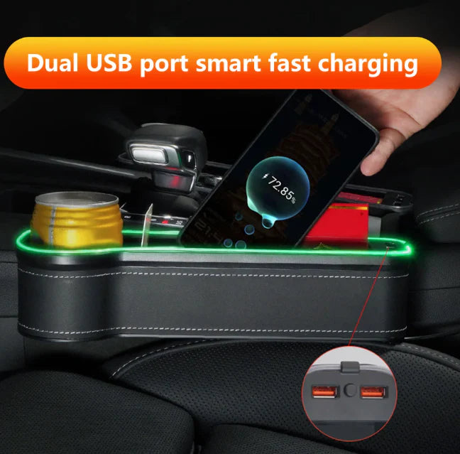 Pack de 2 Boîte de Rangement pour Voiture avec Double Port USB