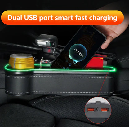 Pack de 2 Boîte de Rangement pour Voiture avec Double Port USB