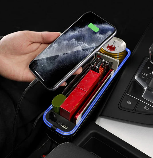 Pack de 2 Boîte de Rangement pour Voiture avec Double Port USB