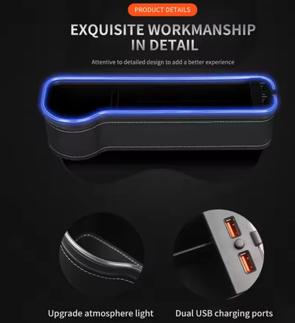 Pack de 2 Boîte de Rangement pour Voiture avec Double Port USB