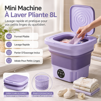Mini Machine À Laver Pliante 8L - Lavage Rapide & Gain De Place