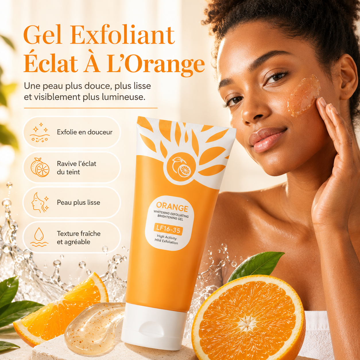 POUQUR® Gel Exfoliant Éclat À L’Orange - Peau Douce, Fraîche & Lumineuse