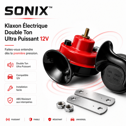 SONIX™Klaxon Électrique Double Ton Ultra Puissant 12V