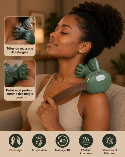 Masseur Cervical & Épaules 4D Chauffant Sans Fil – Pétrissage Profond