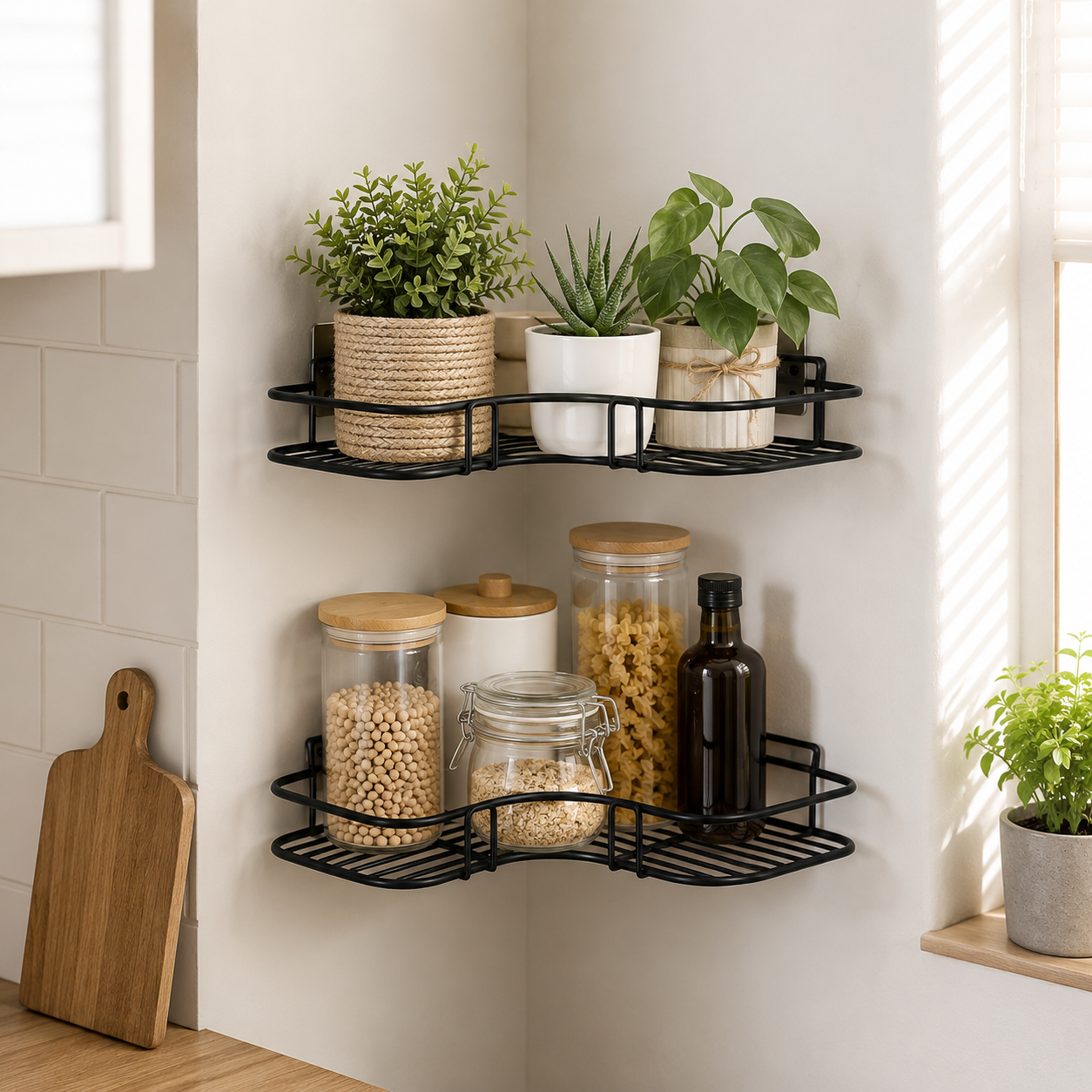 AngleFix™  Rangement Mural Moderne en Métal Autocollant – Gain d’Espace Élégant (2pcs)