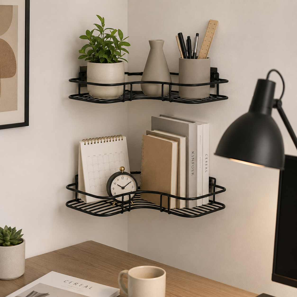 AngleFix™  Rangement Mural Moderne en Métal Autocollant – Gain d’Espace Élégant (2pcs)