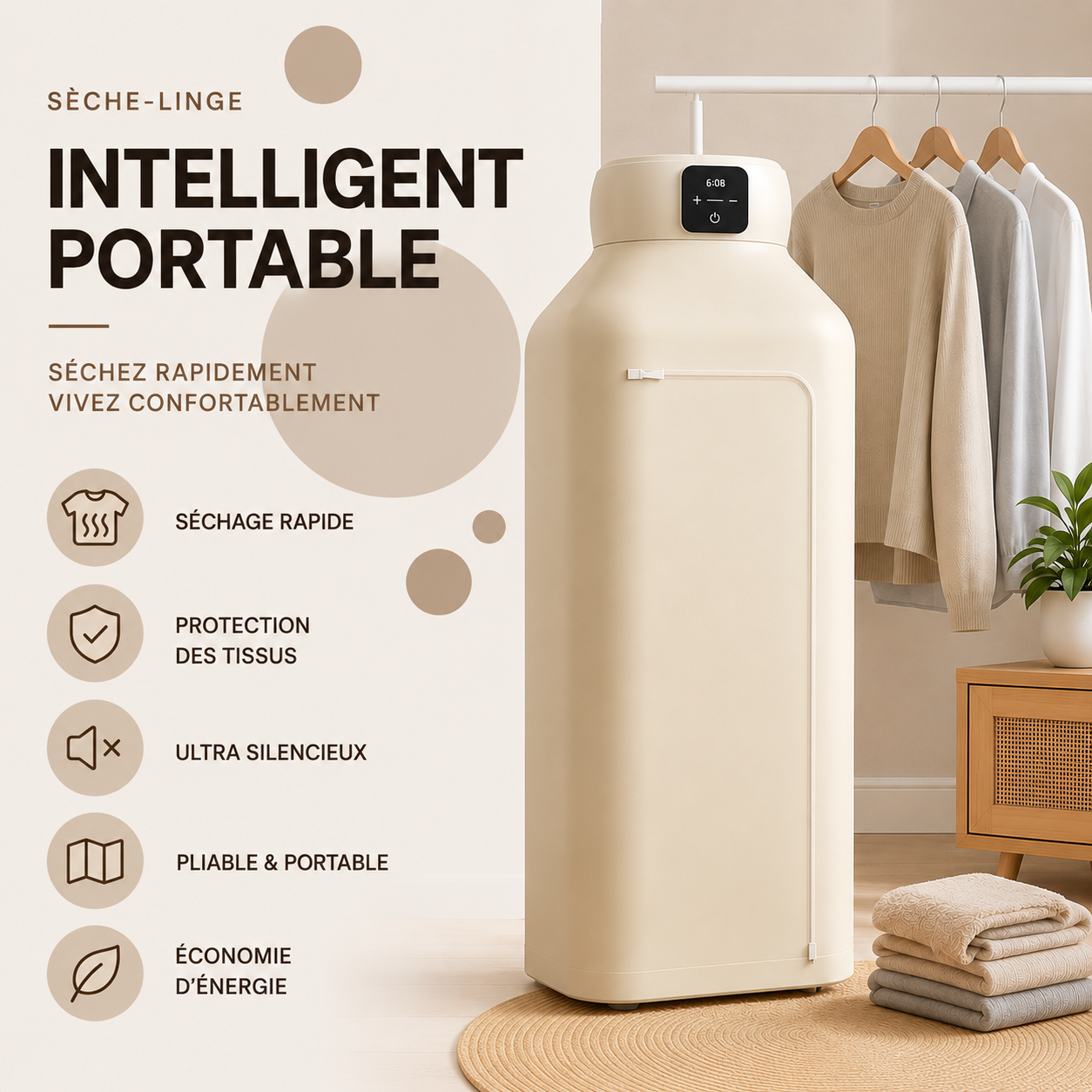 DryNova® Séchoir Électrique Portable – Séchage Rapide & Hygiène au Quotidien