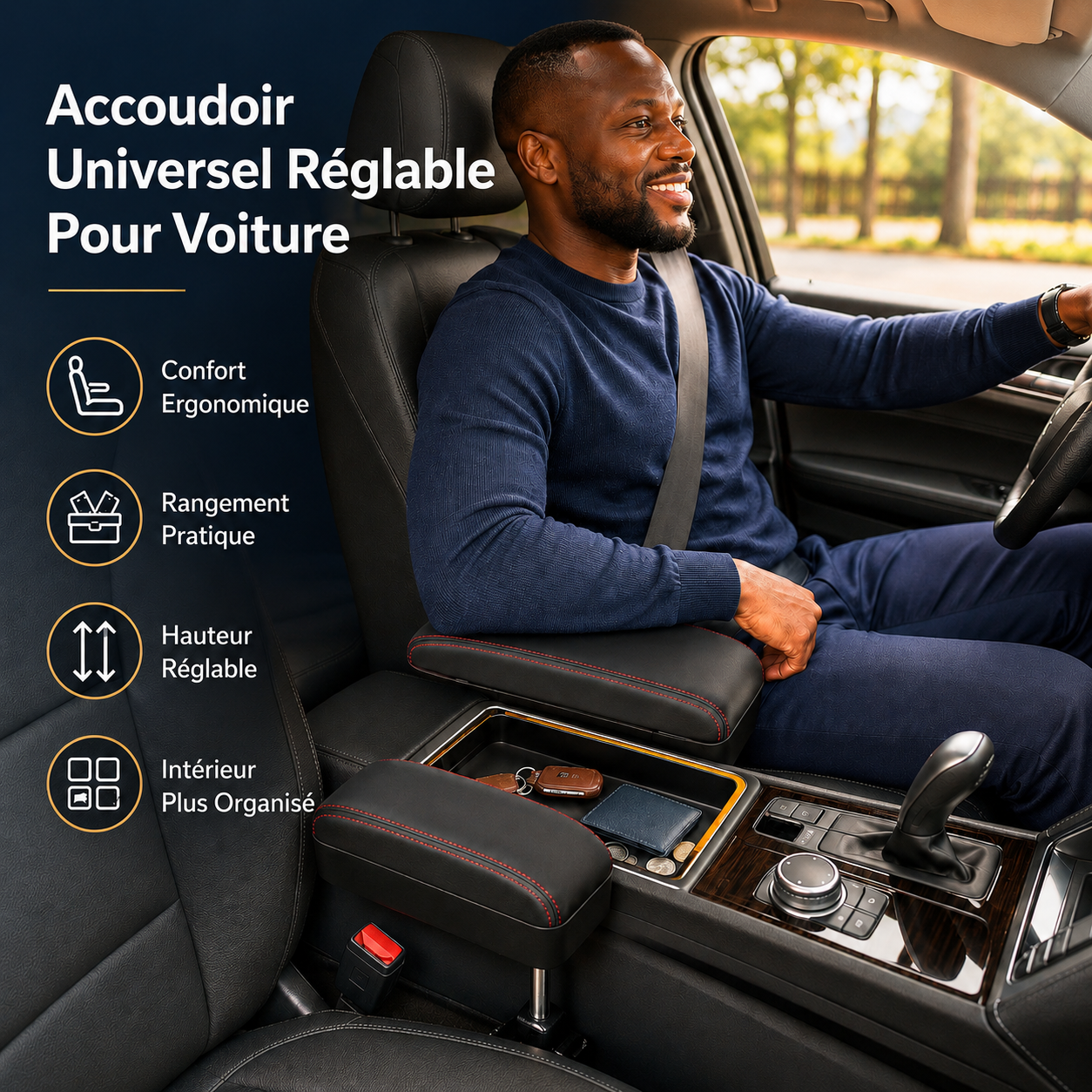 DriveEase™ Accoudoir Auto Universel | Confort Du Bras & Rangement Pratique
