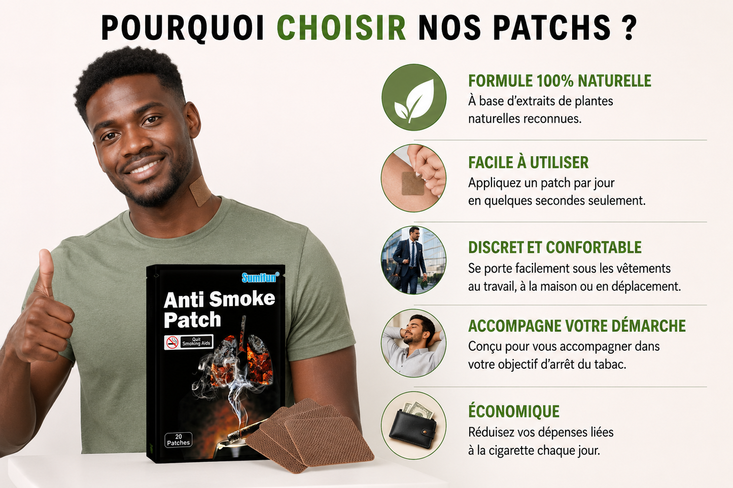 Patch Anti-Tabac 100% Naturel – Arrêtez de Fumer Facilement