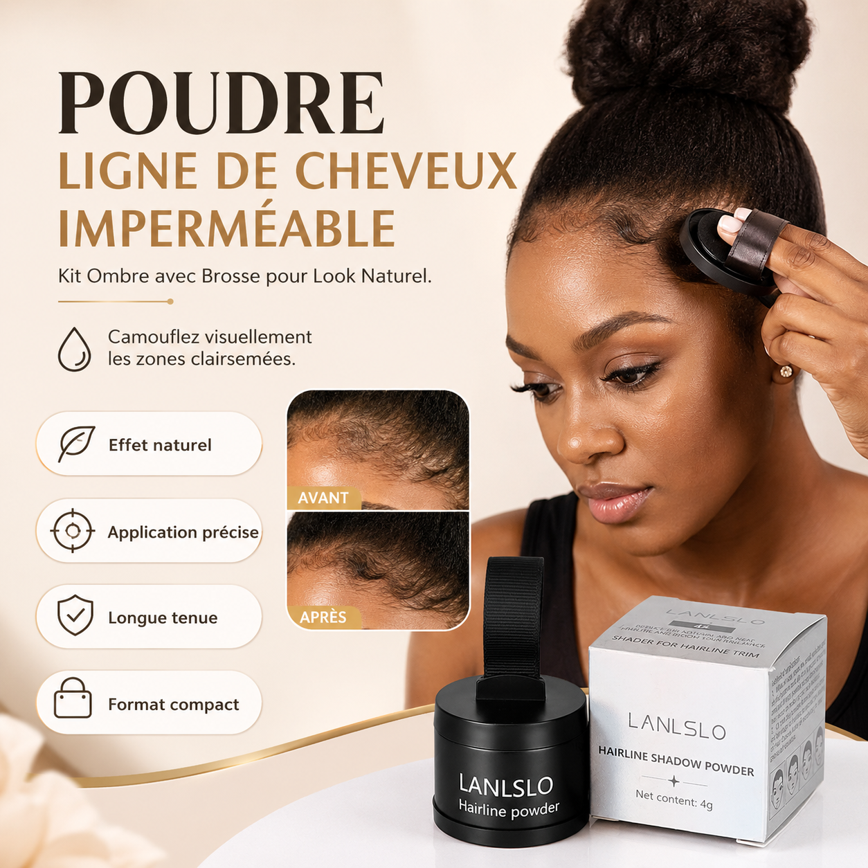 LANLSLO™ Poudre Ligne de Cheveux Imperméable – Kit Ombre avec Brosse pour Look Naturel