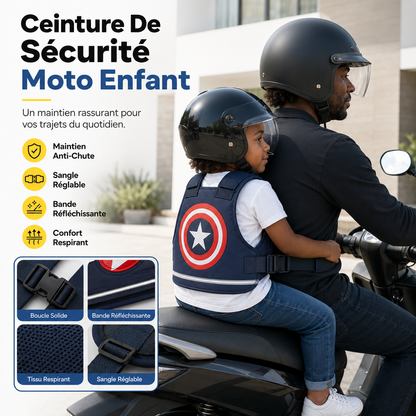 Ceinture De Sécurité Moto Enfant Anti-Chute Réglable - Confort & Maintien Pour Jeune Passager