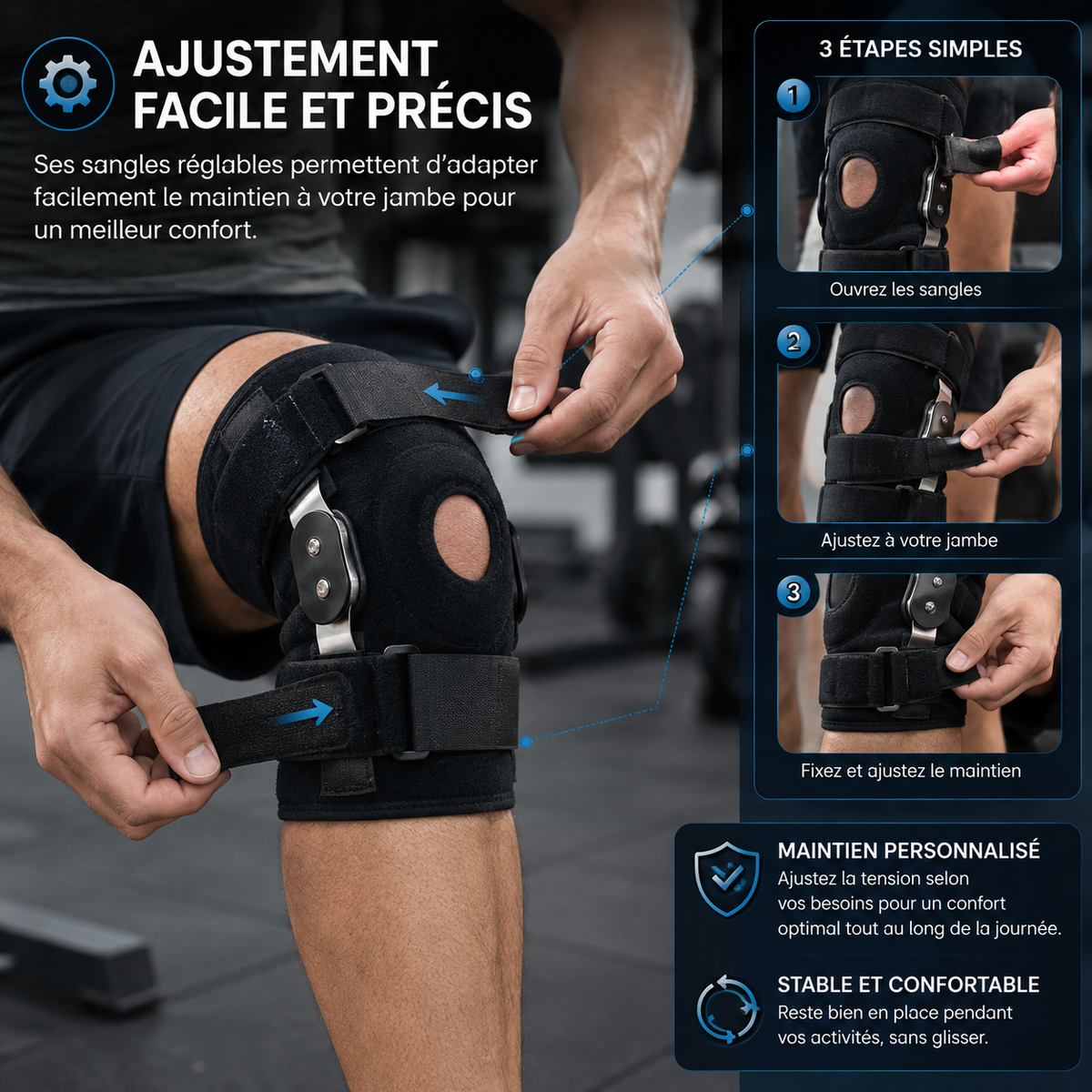 🦵 Bougez Librement avec un Maintien Optimal du Genou