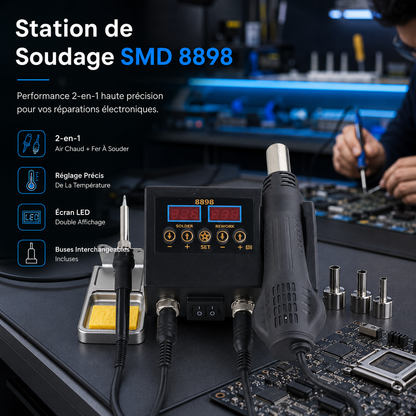TechWeld™ Station de Soudage SMD 8898 | Performance 2-En-1 Haute Précision