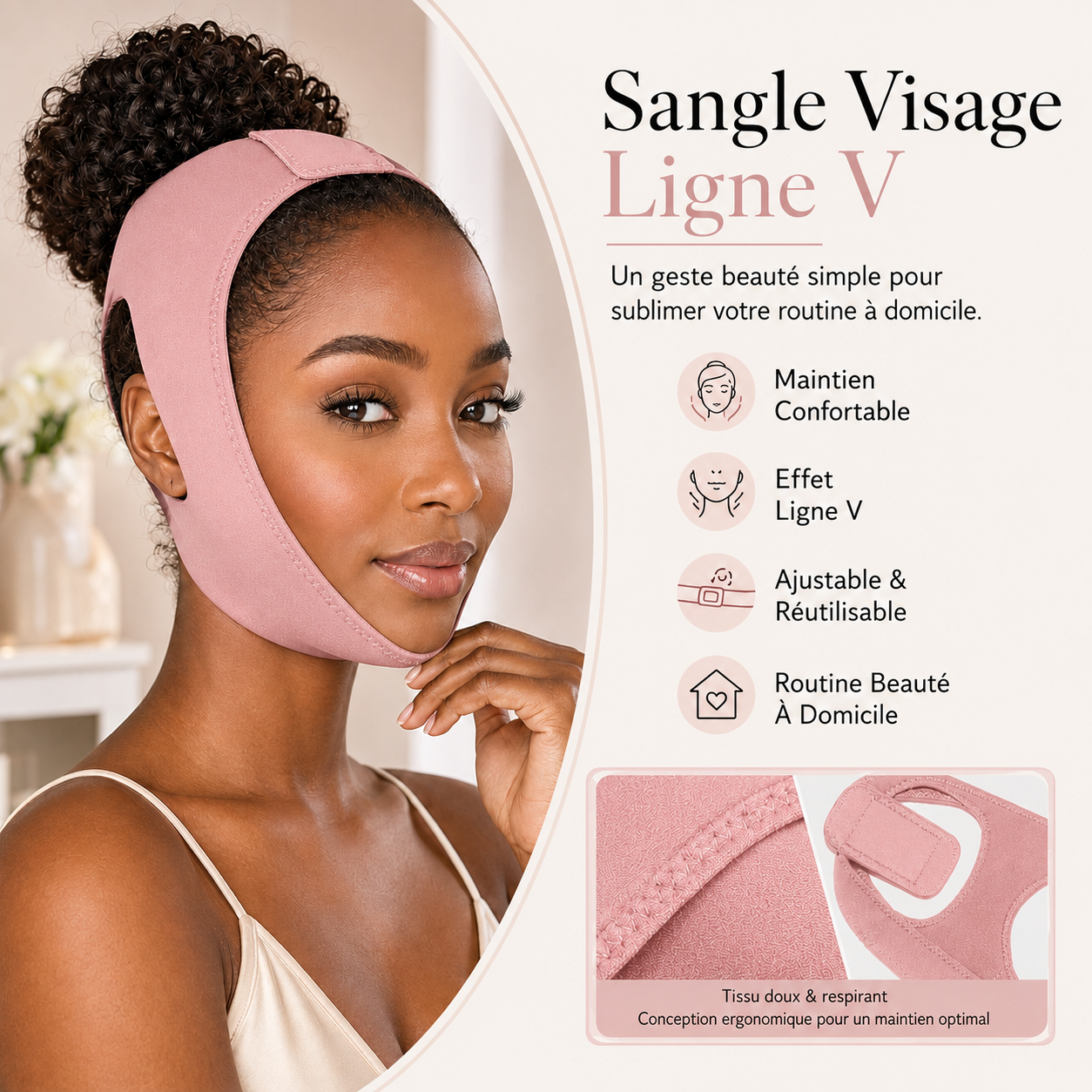 Sangle Visage Ligne V - Maintien Du Menton Routine Beauté