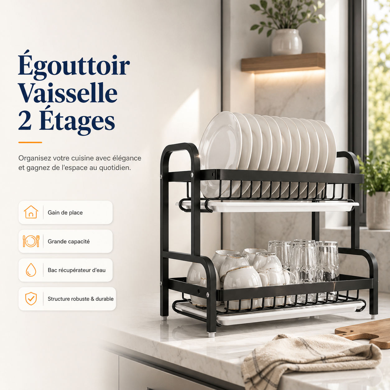 kitchennet® Égouttoir Vaisselle avec plusieurs étages