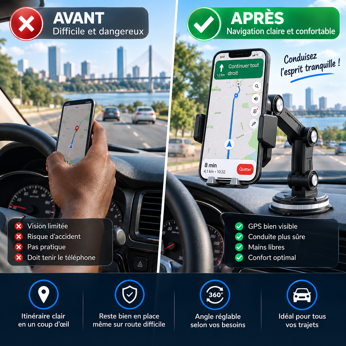 🚗 Gardez Votre Téléphone Bien Visible Pendant Vos Trajets