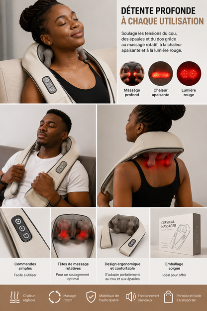 ThermaRelief™ Masseur Chauffant à Lumière Rouge – Pétrissage & Infrarouge