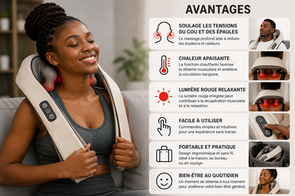 ThermaRelief™ Masseur Chauffant à Lumière Rouge – Pétrissage & Infrarouge