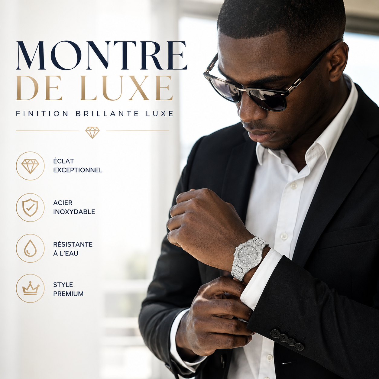 Providence™ Montre de luxe en acier inoxydable – Finition Brillante Luxe