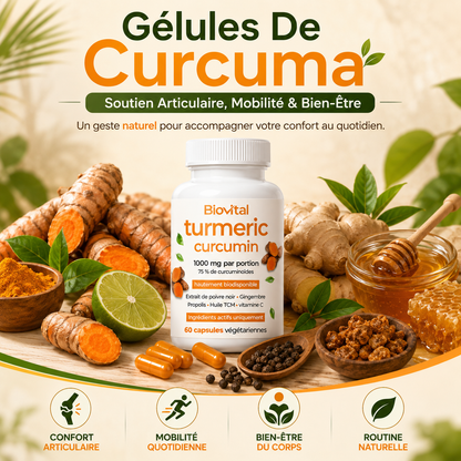 Biovital® Gélules de curcuma - Soutien efficace pour les articulations, l'inflammation et la mobilité