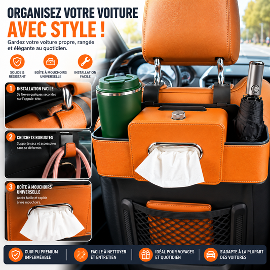 DriveBox™ Boîte de Rangement pour Siège Arrière de Voiture – Organisation & Gain d’Espace