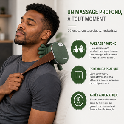 Masseur Cervical & Épaules 4D Chauffant Sans Fil – Pétrissage Profond