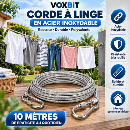 🧺 Corde à Linge en Acier Inoxydable / Plus d’espace pour sécher votre linge !