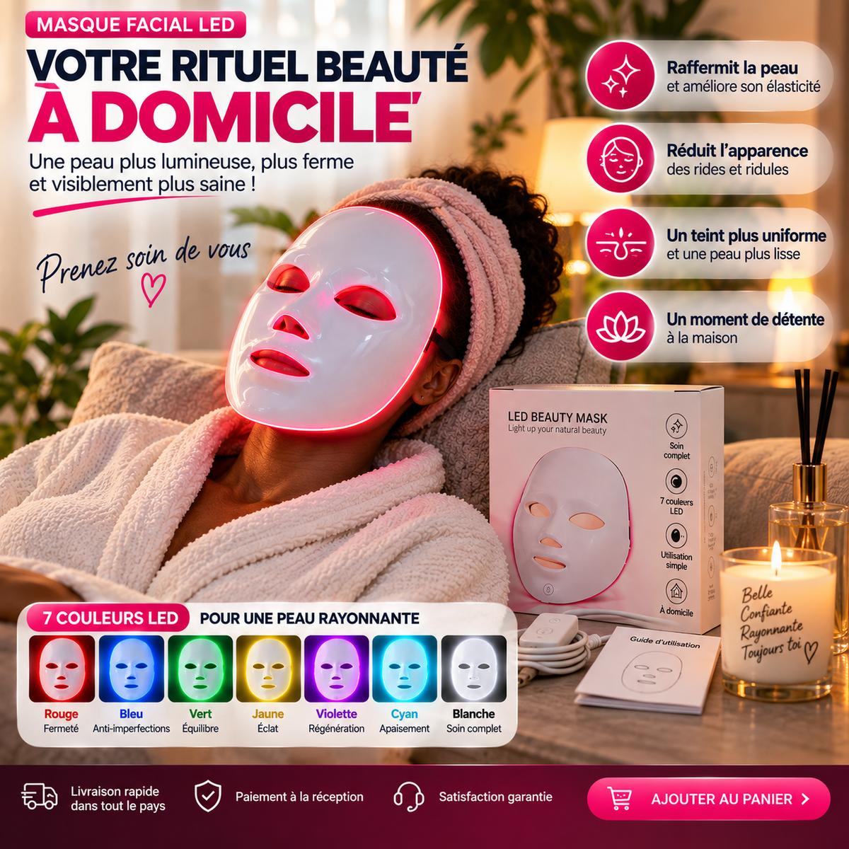 ✨ Masque Facial LED, Votre Rituel Beauté à Domicile