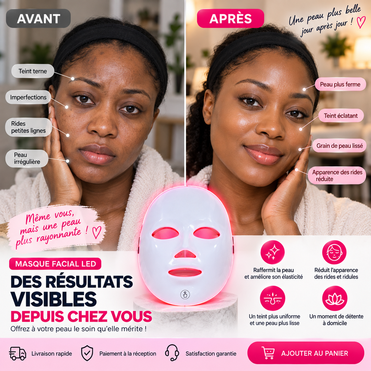 ✨ Masque Facial LED, Votre Rituel Beauté à Domicile