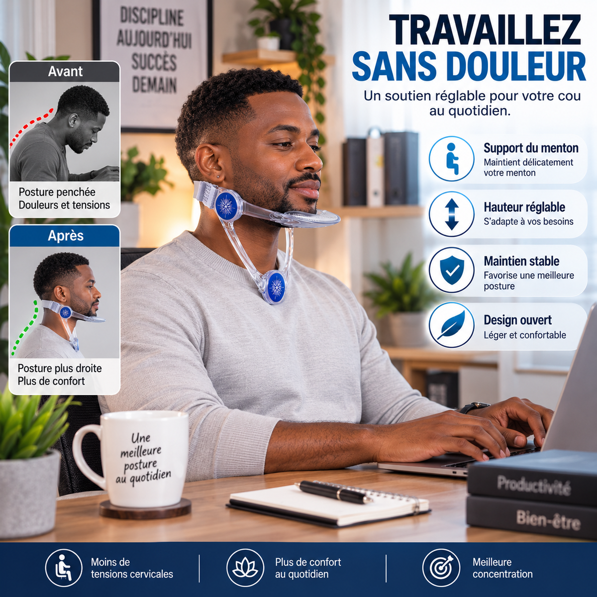 Collier Cervical Réglable 360° | Redressez votre posture, retrouvez plus de confort au quotidien