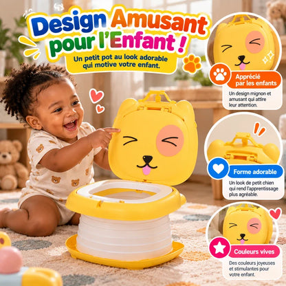 Pot de Voyage Pliable pour Enfant – Chien Jaune
