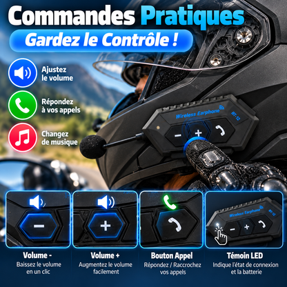 🏍️ MotoWave™ Kit Oreillette Bluetooth pour Casque de Moto – Restez Connecté sur la Route !
