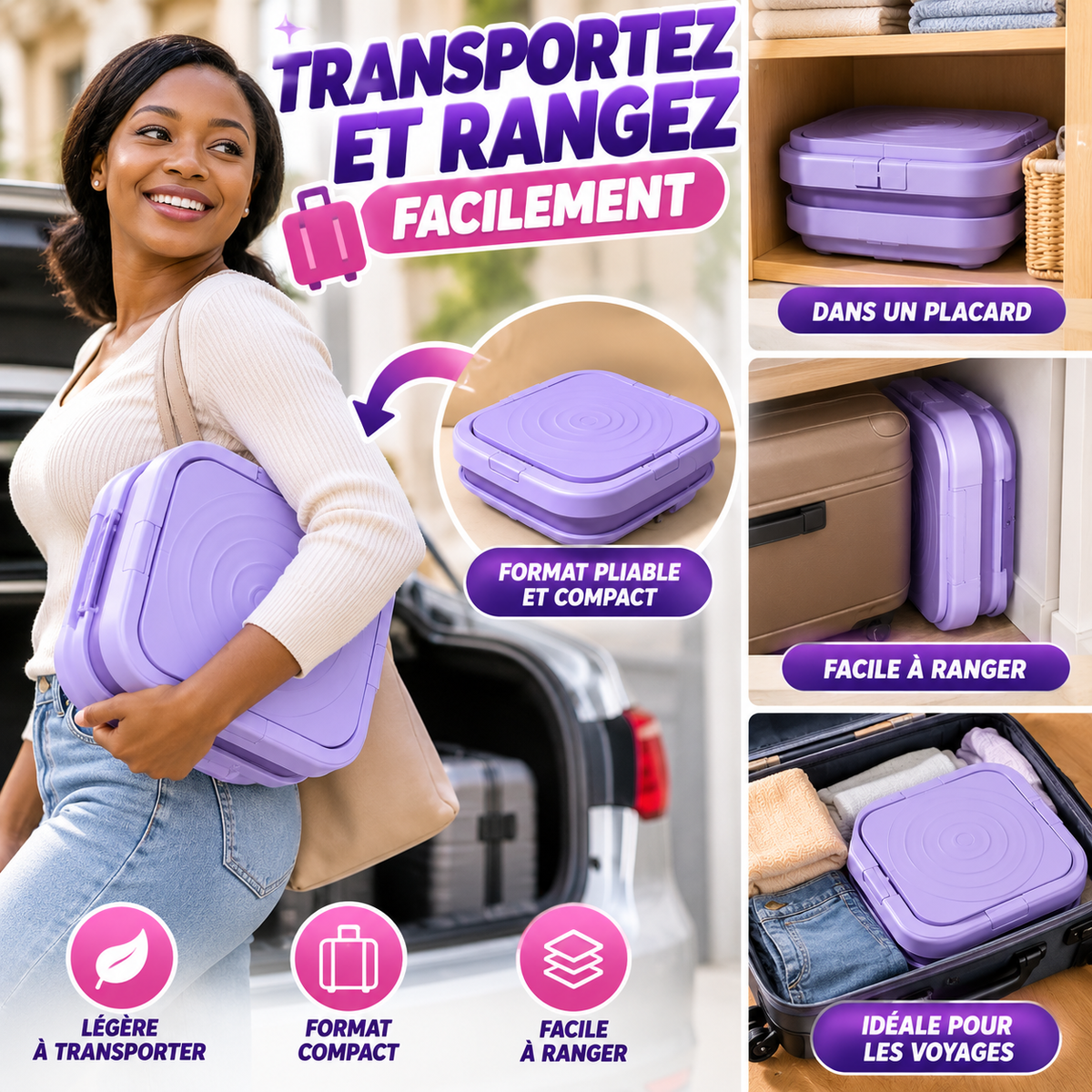 🧺 Mini Machine À Laver Pliante 8L : Un Lavage Pratique Pour Vos Petits Linges !
