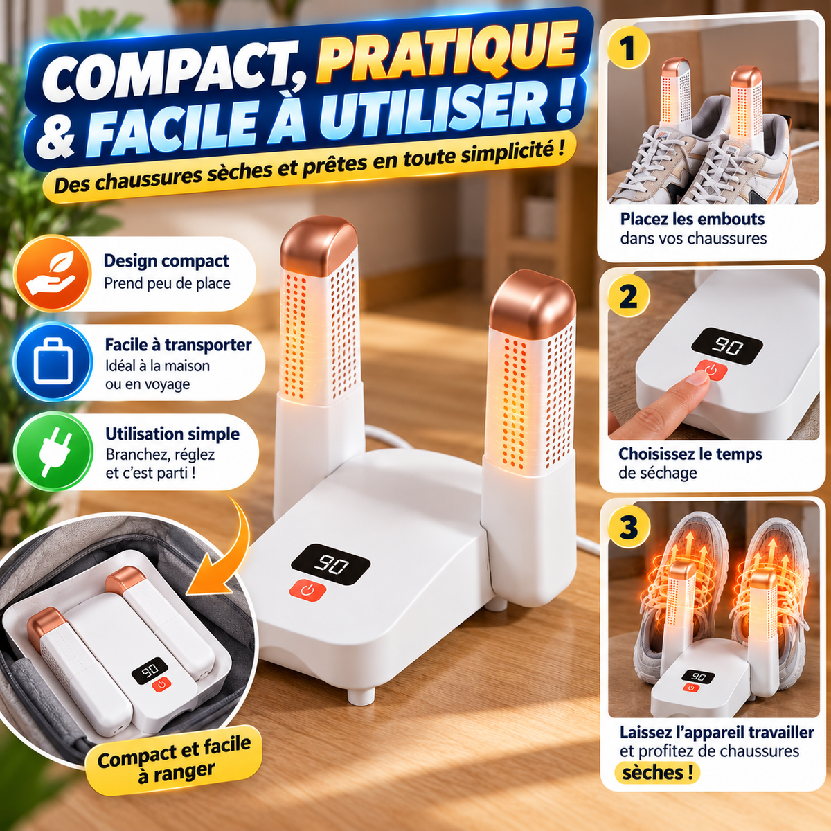👟 Sèche-Chaussures Intelligent – Des Chaussures Sèches, Fraîches et Confortables !