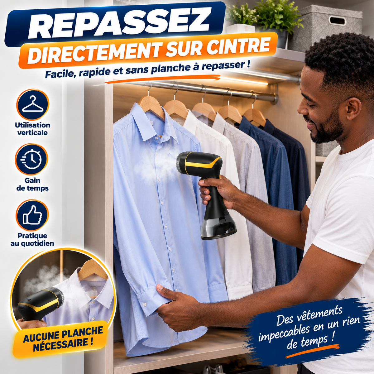 Défroisseur Vapeur Portable - Des vêtements plus nets.