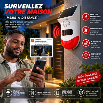 Détecteur de mouvement , alarme , alarme sonore à énergie , dispositif d'alarme extérieur 120dB alarme de sécurité avec télécommande