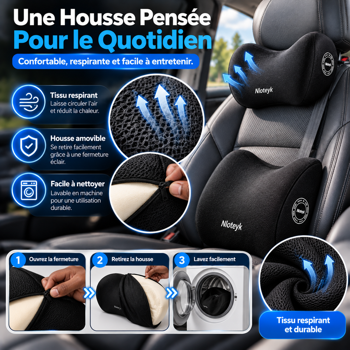 ErgoComfort™ Oreiller ergonomique voiture – Soulage la nuque et le dos