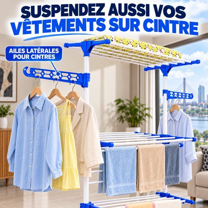Étendoir Mobile avec Roulettes - Séchoir à Linge Pliable 3 Niveaux