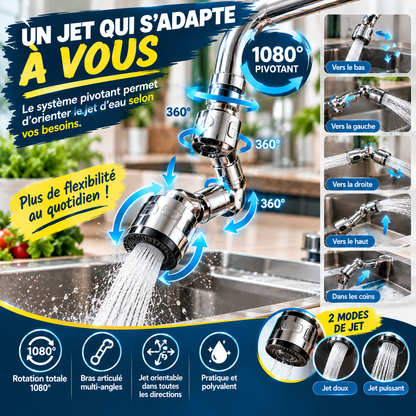 💧 Extenseur de Robinet Pivotant 1080° — 2 Modes de Jet