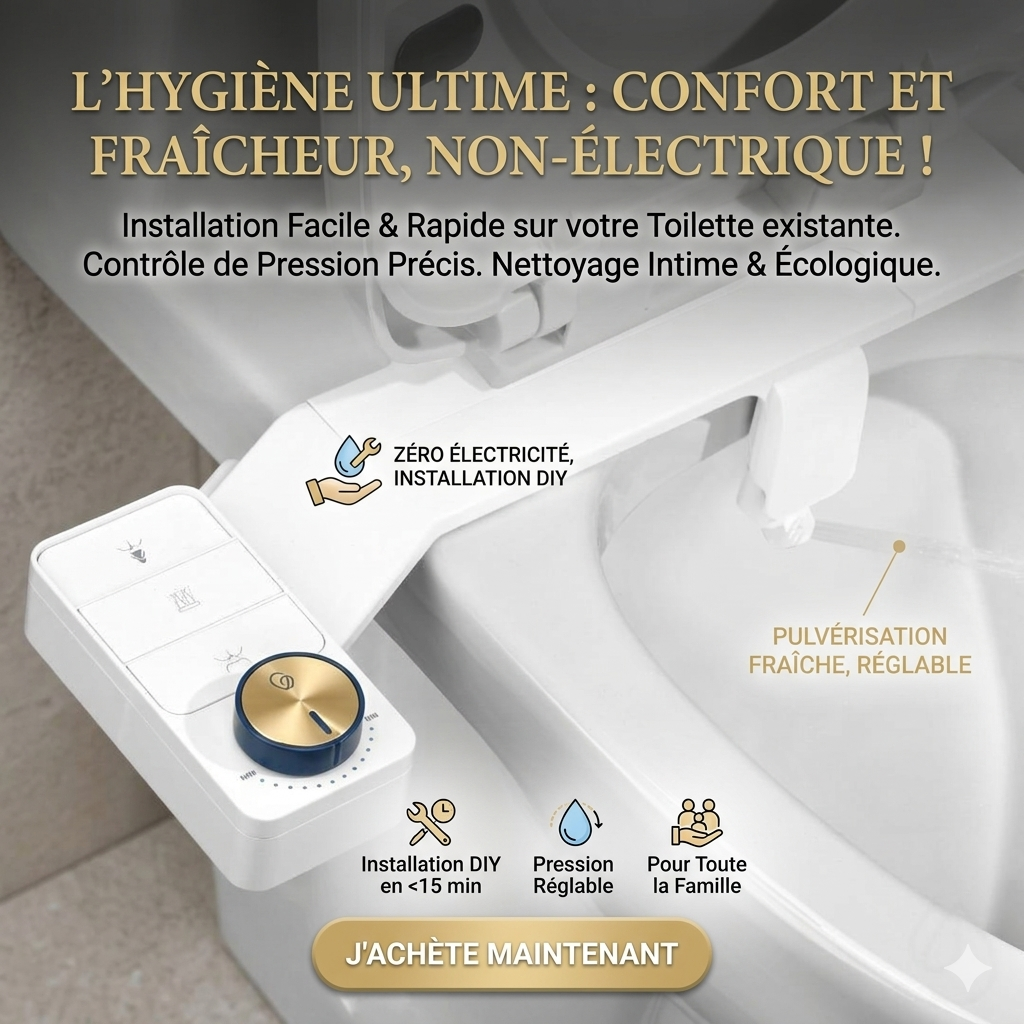 PureJet™ Bidet Non Électrique pour Toilette – Hygiène Intime & Nettoyage à Eau