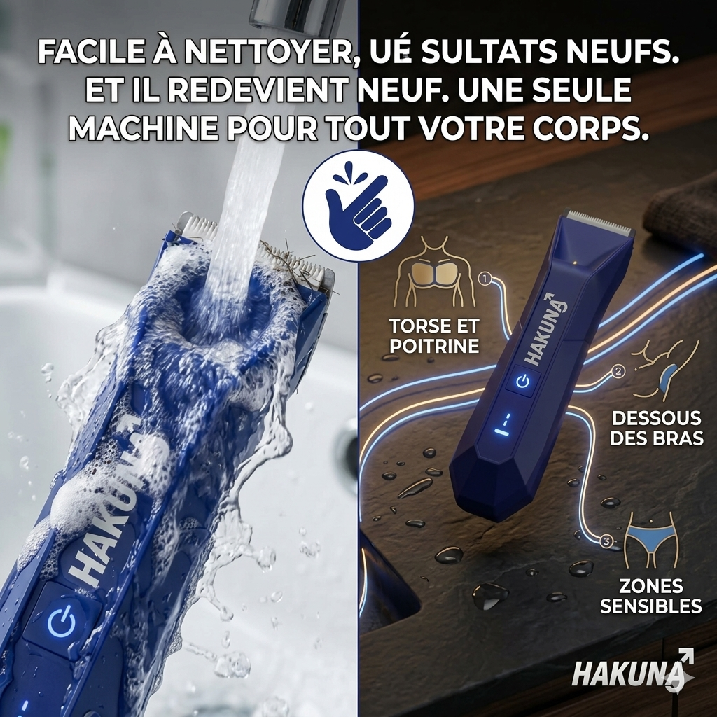 Hakuna™ Tondeuse Électrique Waterproof – Rasage Sec & Humide