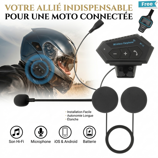 MotoWave™ Kit Oreillette Bluetooth pour Casque de Moto – Appels & Musique en Route