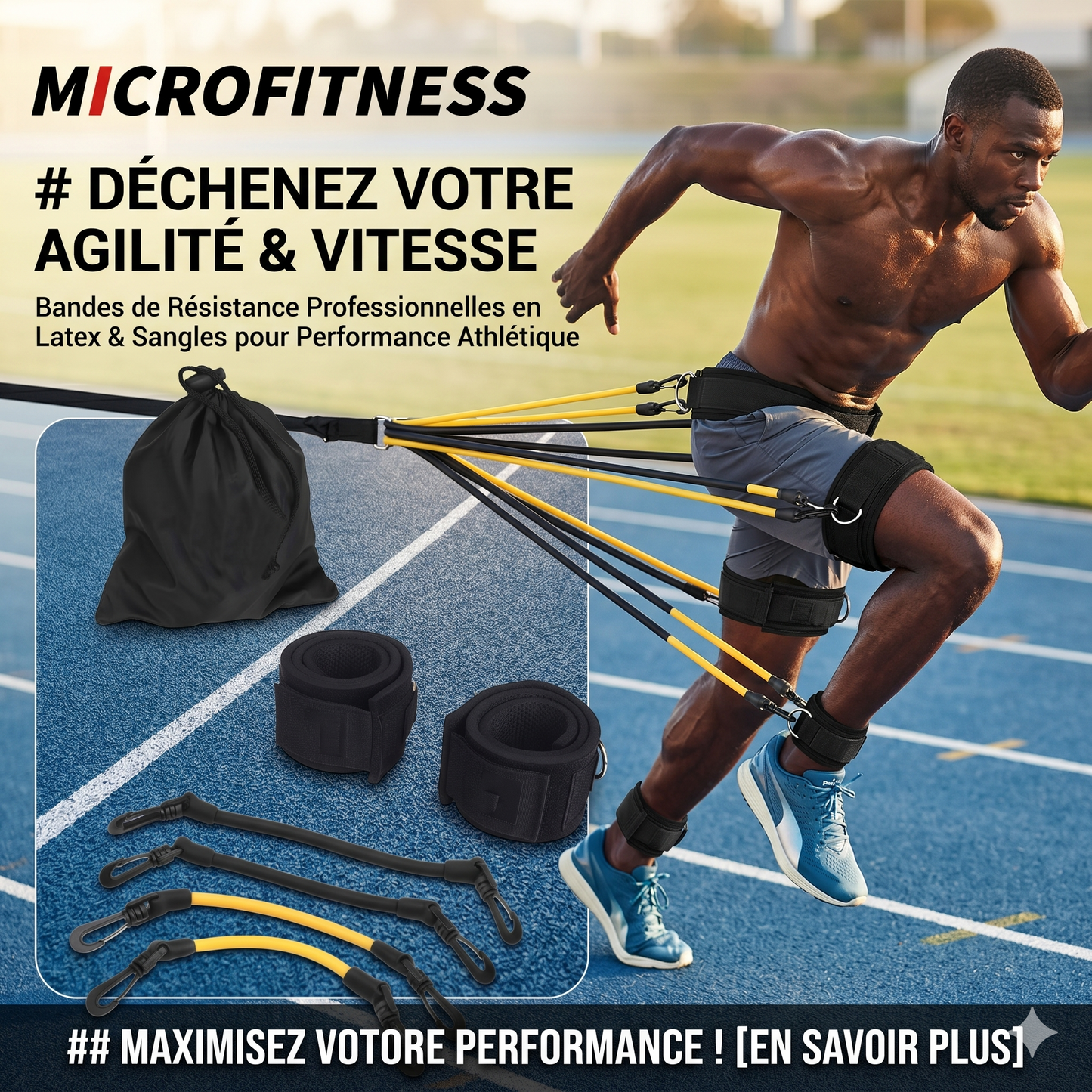 MicroFitness™ Bandes de Résistance – Agilité & Vitesse avec Tubes Latex et Sangles