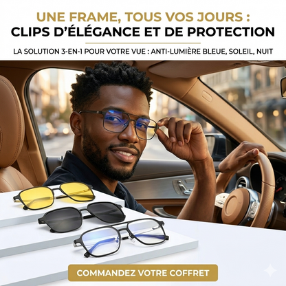 OptiGlow™  Lunettes Magnétiques 3 en 1 — Anti-Lumière Bleue + Soleil + Vision Nocturne
